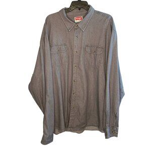 Wrangler button down shirt men's Gray heavy long sleeve size 3XL